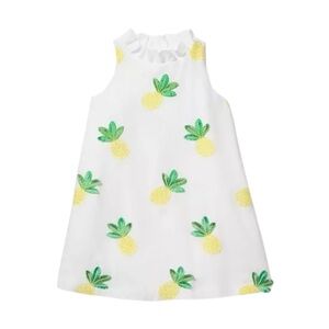 Janie & Jack White Embroidered Pineapple Shift Dress Girls 18-24mo